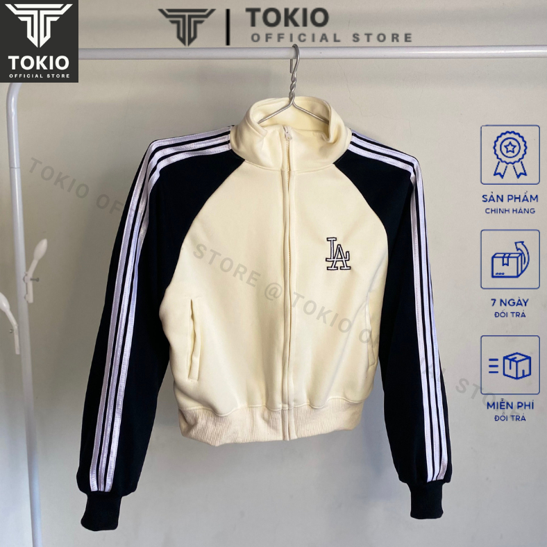 Áo khoác nỉ croptop dáng rộng siêu xinh phong cách Hàn Quốc, Áo khoác thu đông nữ hoodie zip TOKIO TK08