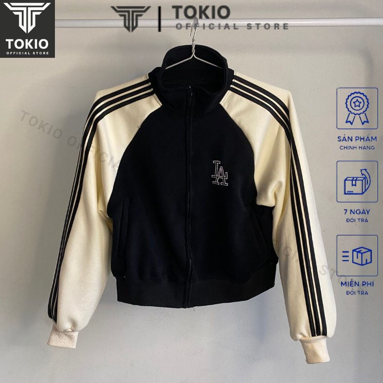 Áo khoác nỉ croptop dáng rộng siêu xinh phong cách Hàn Quốc, Áo khoác thu đông nữ hoodie zip TOKIO TK08