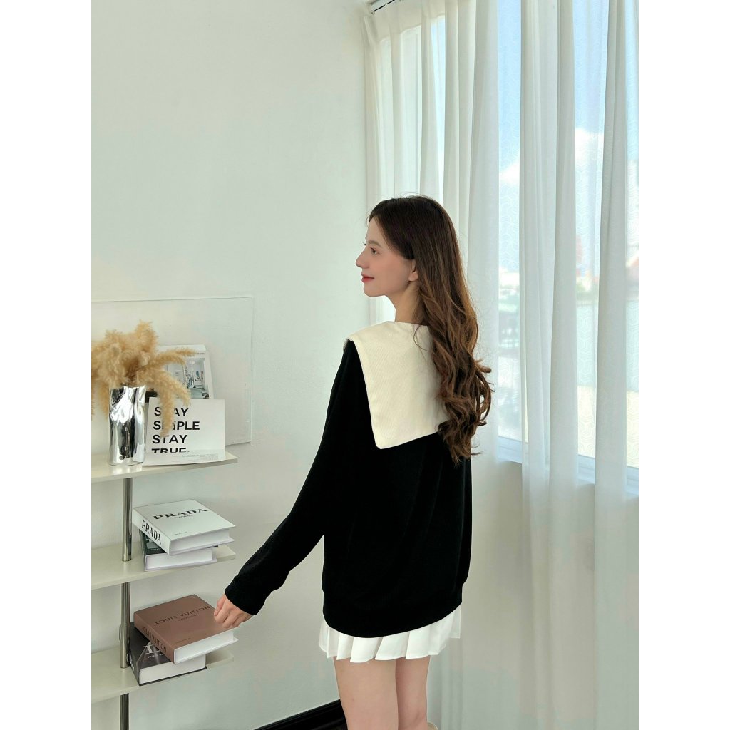 ( ảnh thật ) Áo nỉ tăm Sweater EMIX tặng kèm khăn thuỷ thủ rời AoSWTkemkhan/P6K7