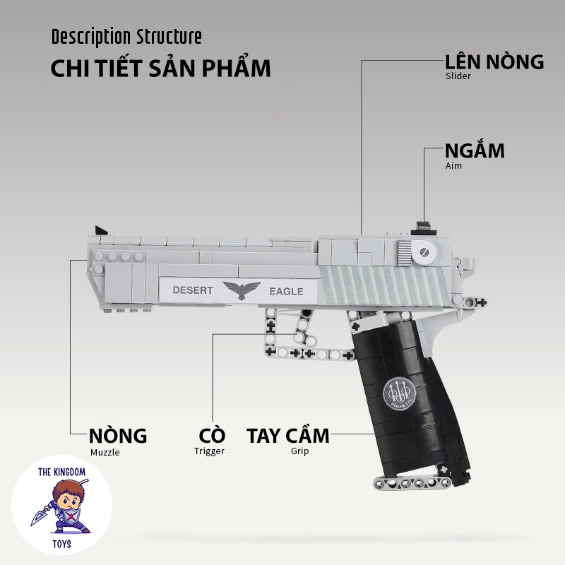 Đồ Chơi Lắp Ráp PUBG Lục DE Desert Eagle Trong Game CSGO Cảnh Sát Quân Đội Đồ Chơi Cho Bé