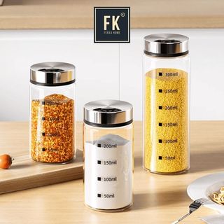 Hũ đựng muối - tiêu FEEKA cao cấp 250ml, hũ đựng gia vị thủy tinh inox 304 chống ẩm
