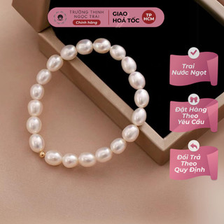 Vòng tay ngọc trai hạt size 6-8ly màu trắng tinh tế, nhẹ nhàng - ngọc trai trường thịnh
