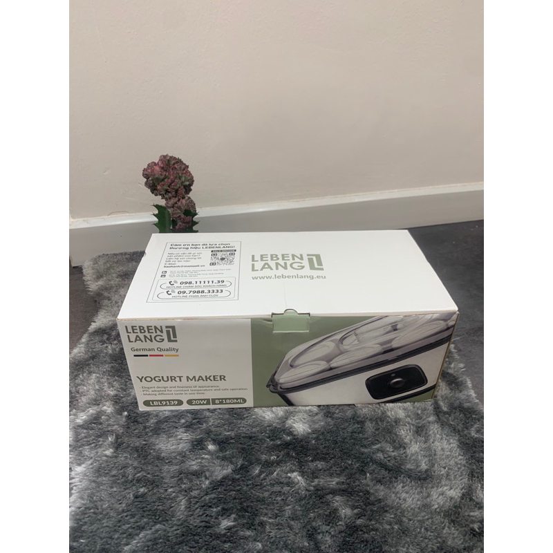 ☘Máy làm sữa chua Lebenlang bộ 8 cốc thủy tinh LBL9139