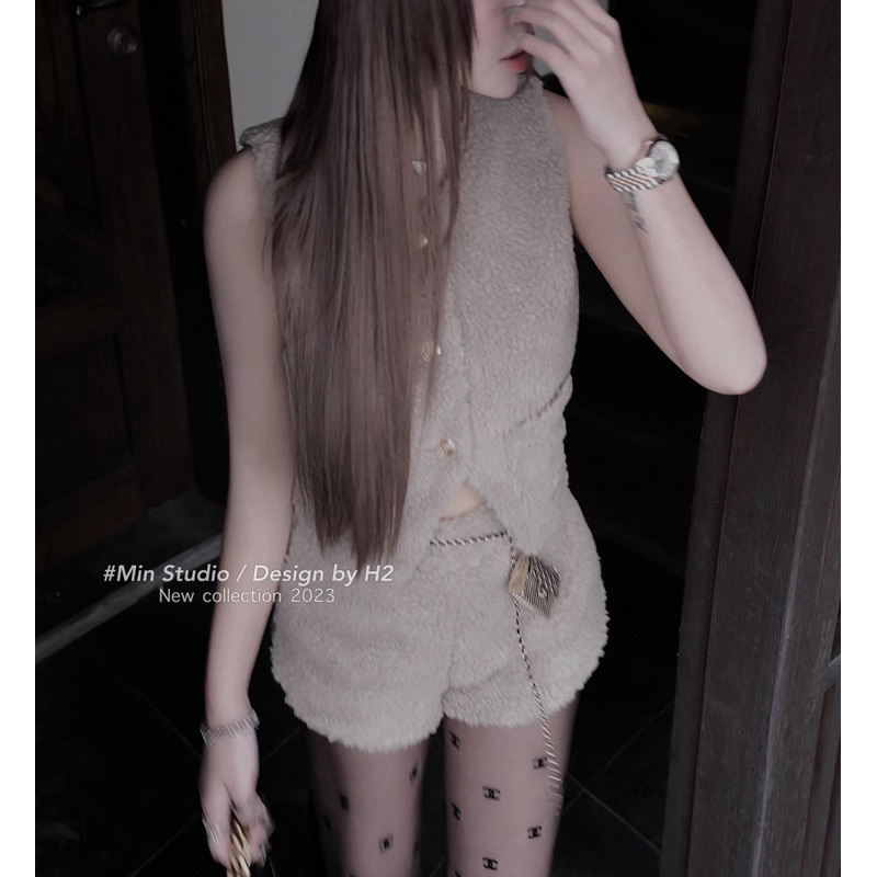 Set Áo Lông Khuy Vàng Sát Nách MIN • Melanie Boutique