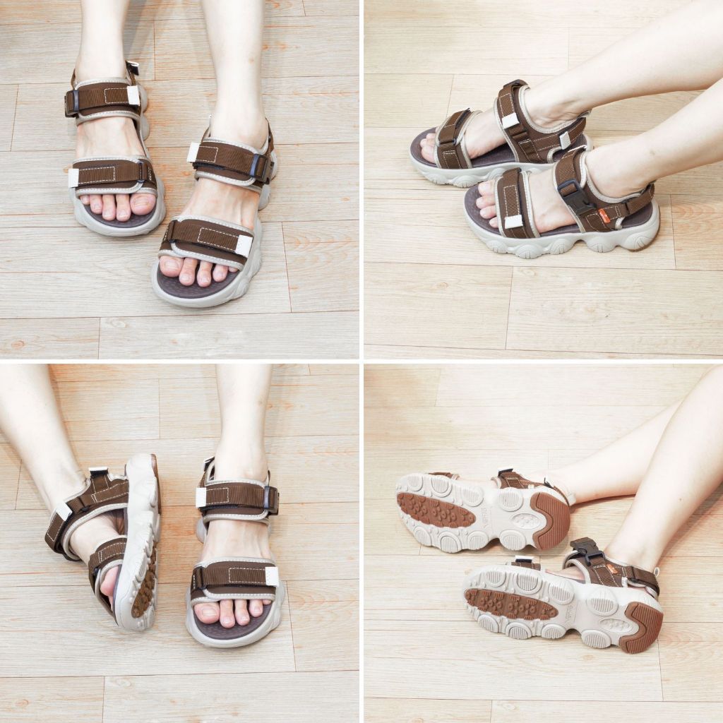 Giày sandal nữ Vento Vesper 2 quai ngang SD09003BB màu đen full