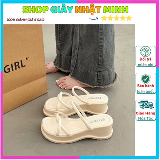  Dép sandal dây mảnh đan chéo đi êm chân,Dép nữ đế xuồng 5cm da mềm xinh xắn 
