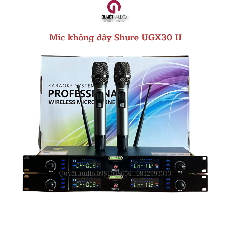 Mic không dây karaoke Shure Ugx30 II tự ngắt, chống hú bảo hành 12 tháng