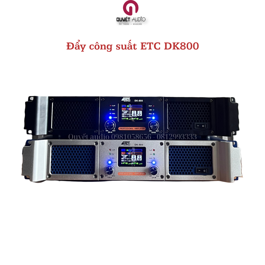 Cục đẩy công suất ETC DK800 2 kênh, tản nhiệt tốt, tích hợp nhiều nguồn bảo hành 12 tháng