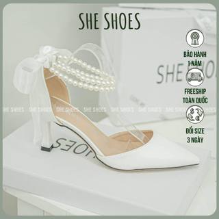Giày cưới 2 vòng ngọc nơ gót - new arrival - gc07058