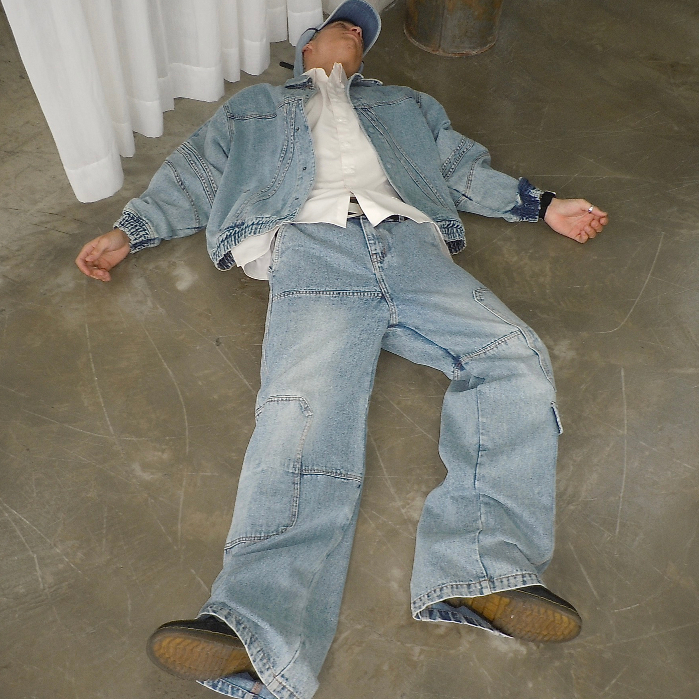 Quần Jeans Ống Suông Rộng Wash Bạc Màu Unisex LIDER BRESLIN BONED CARGO DENIM PANTS