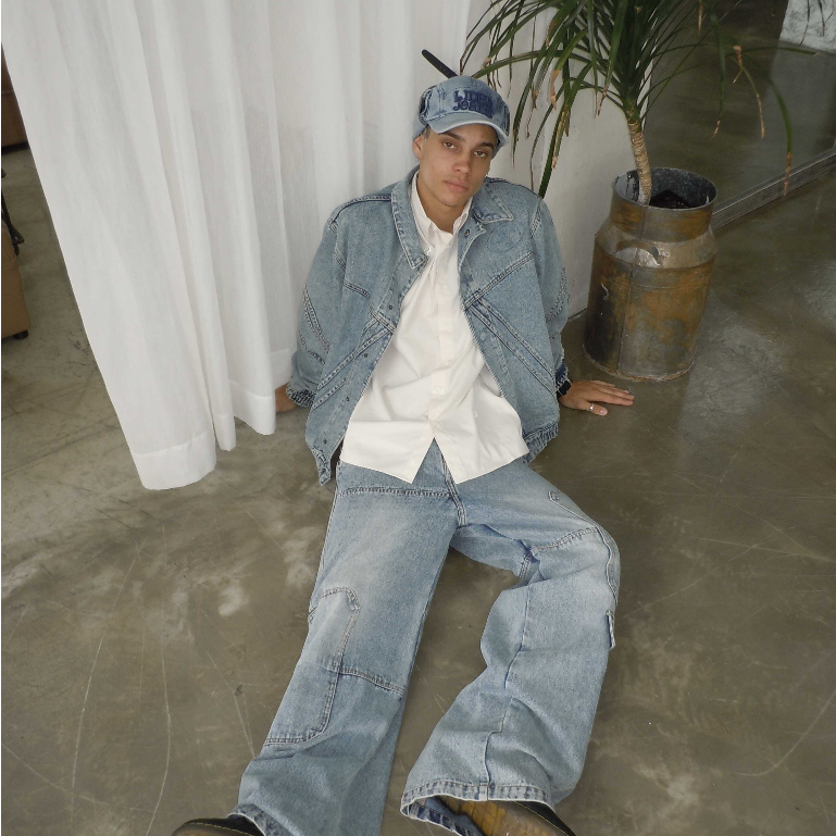 Quần Jeans Ống Suông Rộng Wash Bạc Màu Unisex LIDER BRESLIN BONED CARGO DENIM PANTS