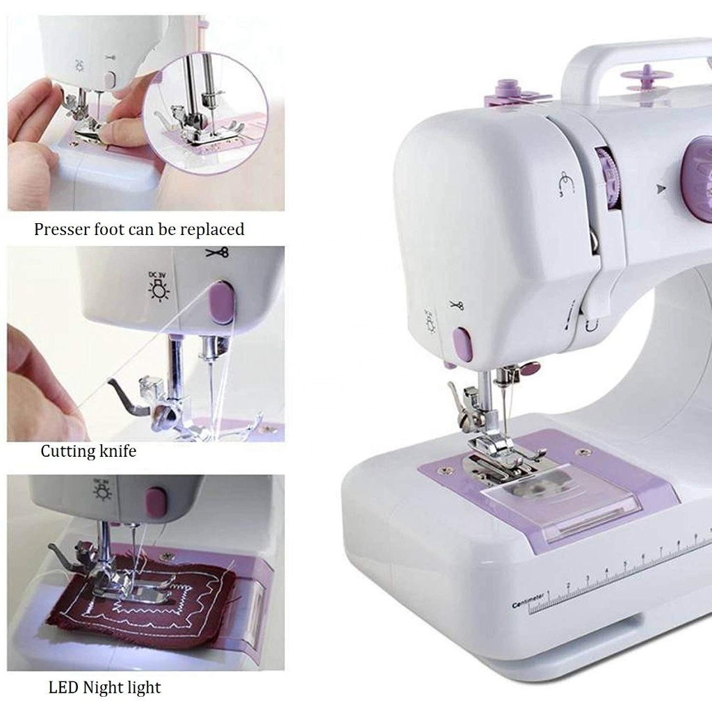 Máy May Mini Gia Đình Tích Hợp 12 Kiểu May Có Vắt Sổ - Chính Hãng Begor