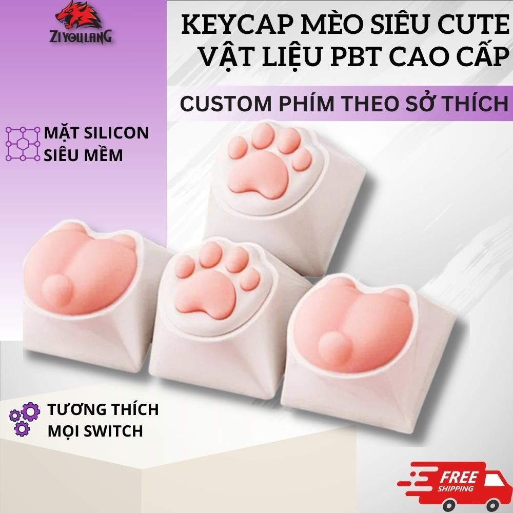 Keycap Mèo Siêu Cute ZiyouLang Nút Bàn Phím Custom Thủ Công Vật Liệu PBT Cao Cấp Nút Silicon Siêu Mềm Cho Mọi Switch