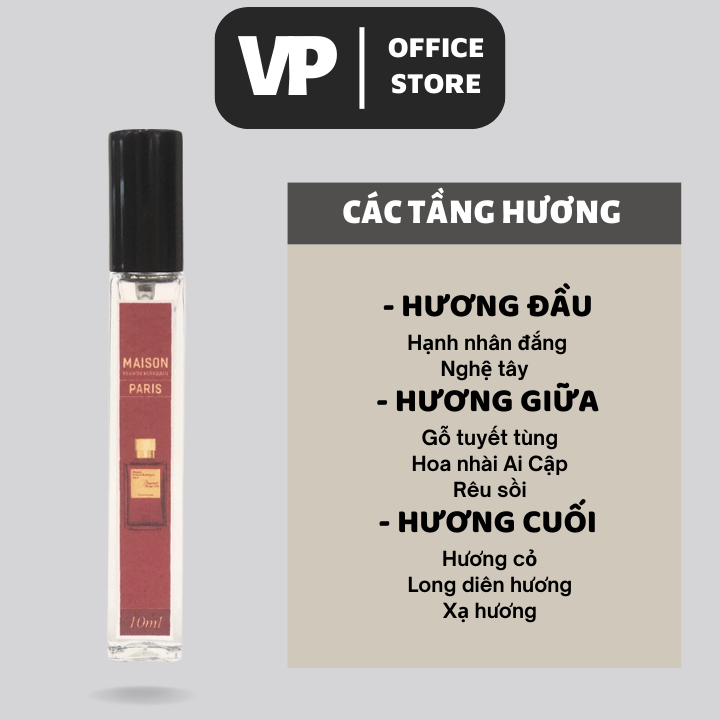 Nước hoa chiết MFK Baccarat rouge 540 edp mẫu thử 10ml nước hoa unisex mùi hương của sự giàu sang - verce