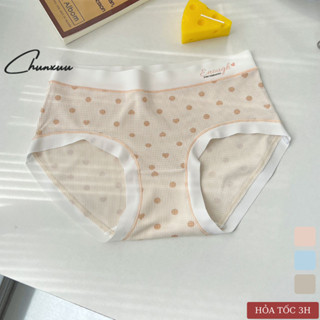  Quần lót nữ CHUNXUU vải cotton thông hơi thoáng khí phối viền su chữ Enough họa tiết chấm bi - QC147 
