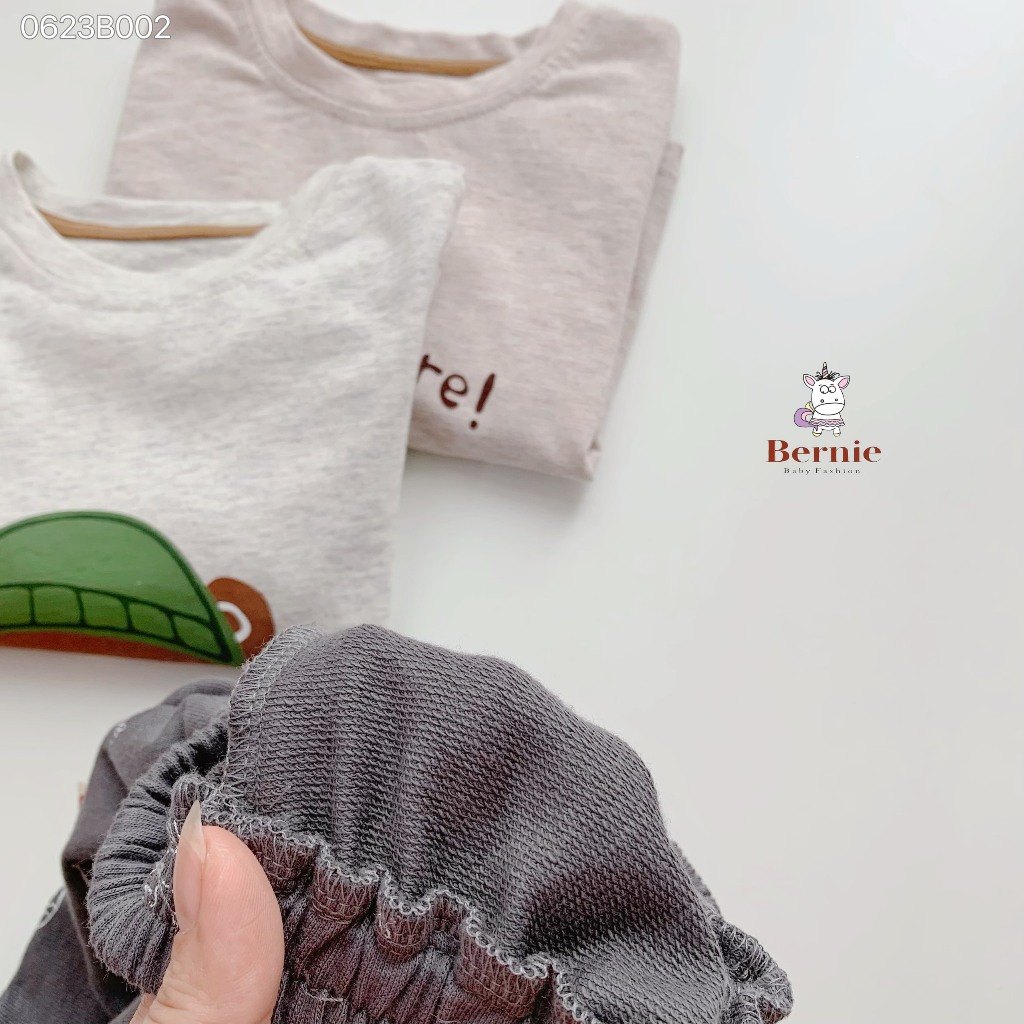 Bộ thu đông bé trai áo cotton gấu quần hoạ tiết Bernie - Bộ dài tay cho bé từ 9-23kg - 0623B002