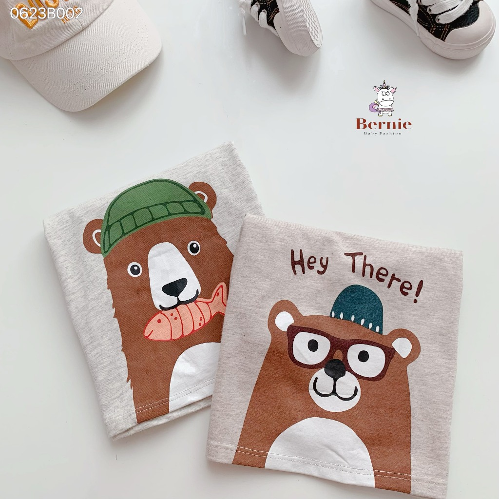 Bộ thu đông bé trai áo cotton gấu quần hoạ tiết Bernie - Bộ dài tay cho bé từ 9-23kg - 0623B002