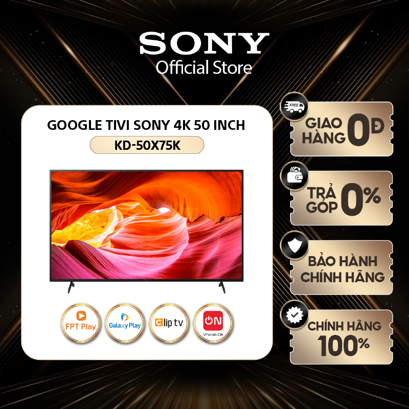 Google Tivi Sony 4K 50 inch KD-50X75K - Miễn Phí Lắp Đặt