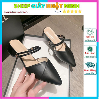 Dép sục nữ cao gót đi 2 kiểu,Sandal cao gót nữ 2 màu kem, đen thời trang sang chảnh