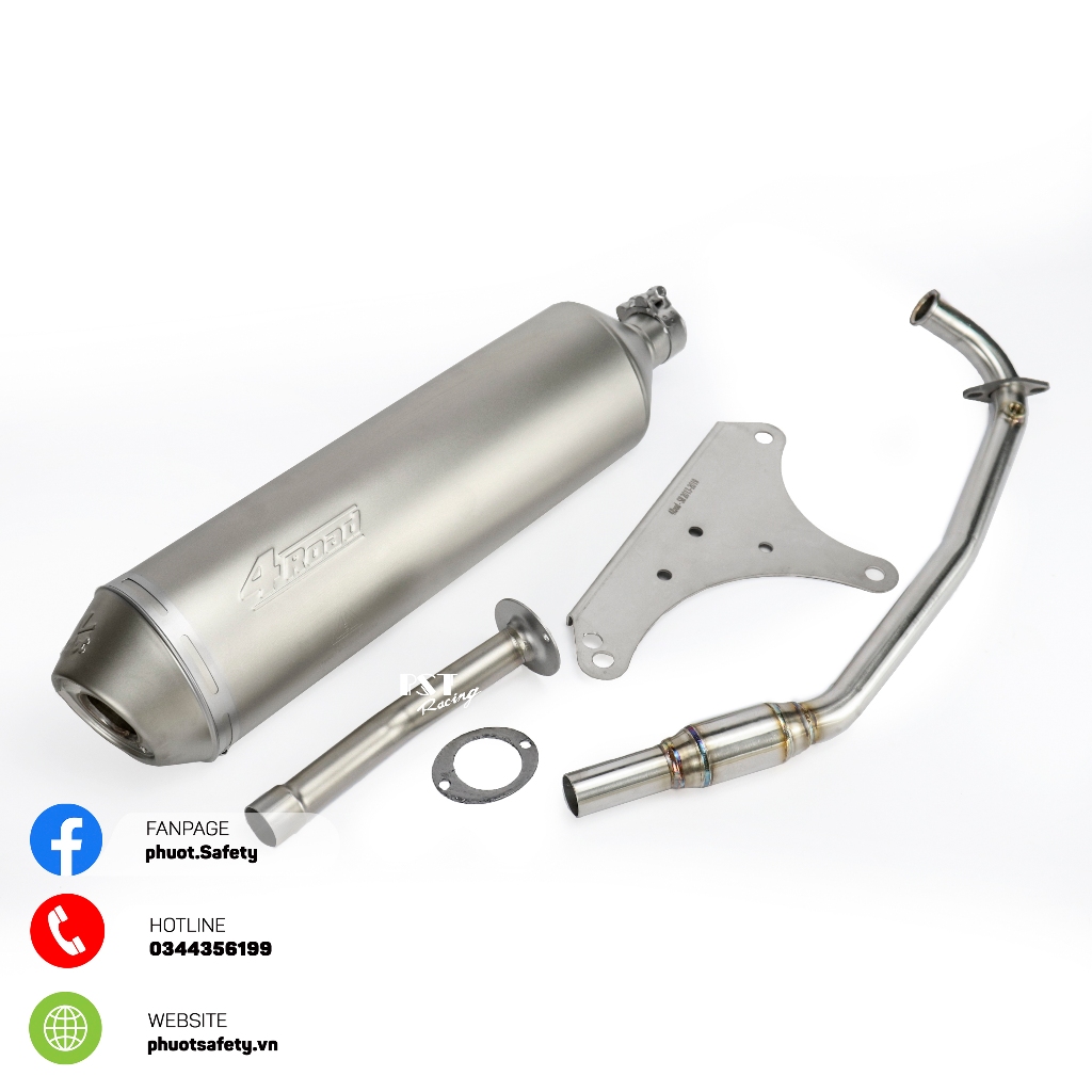 Pô 4 road cao cấp + cổ pô inox 304 + pass pô inox 304 lắp đặt cho các dòng xe tay ga , khác với các loại thường.