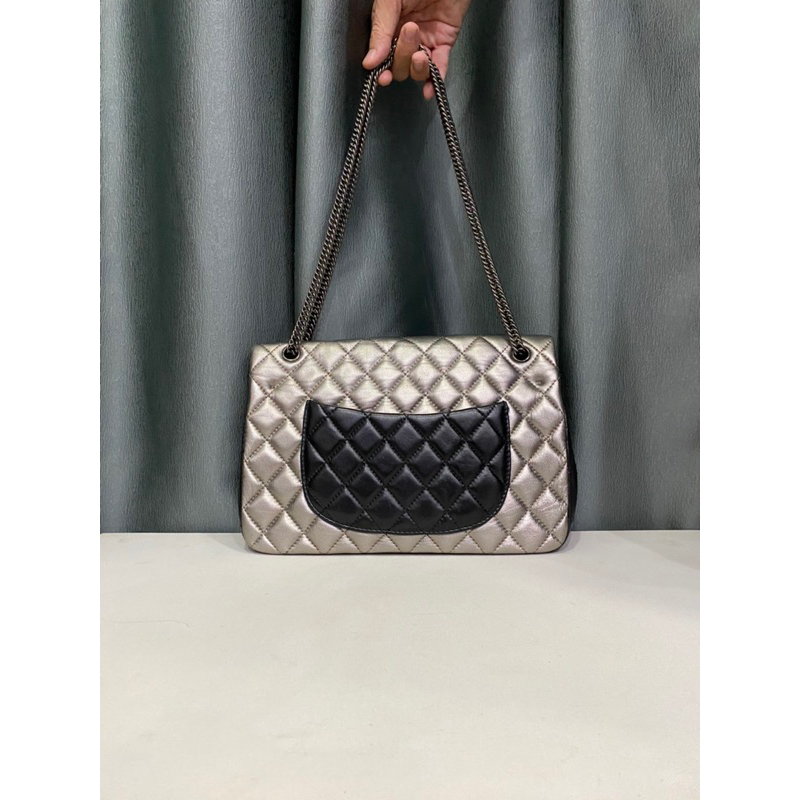 Túi si hiệu CN Classic Reissue của Pháp bạc & đen da thật