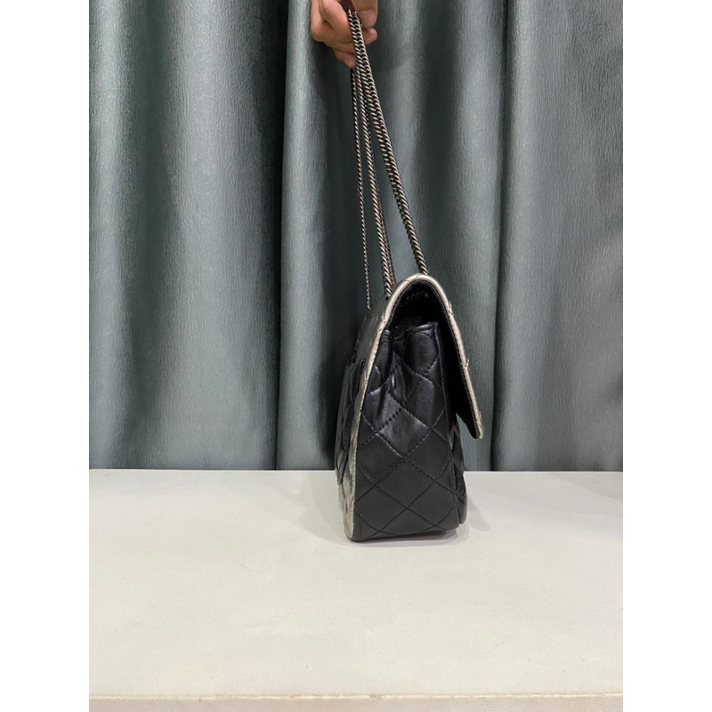 Túi si hiệu CN Classic Reissue của Pháp bạc & đen da thật