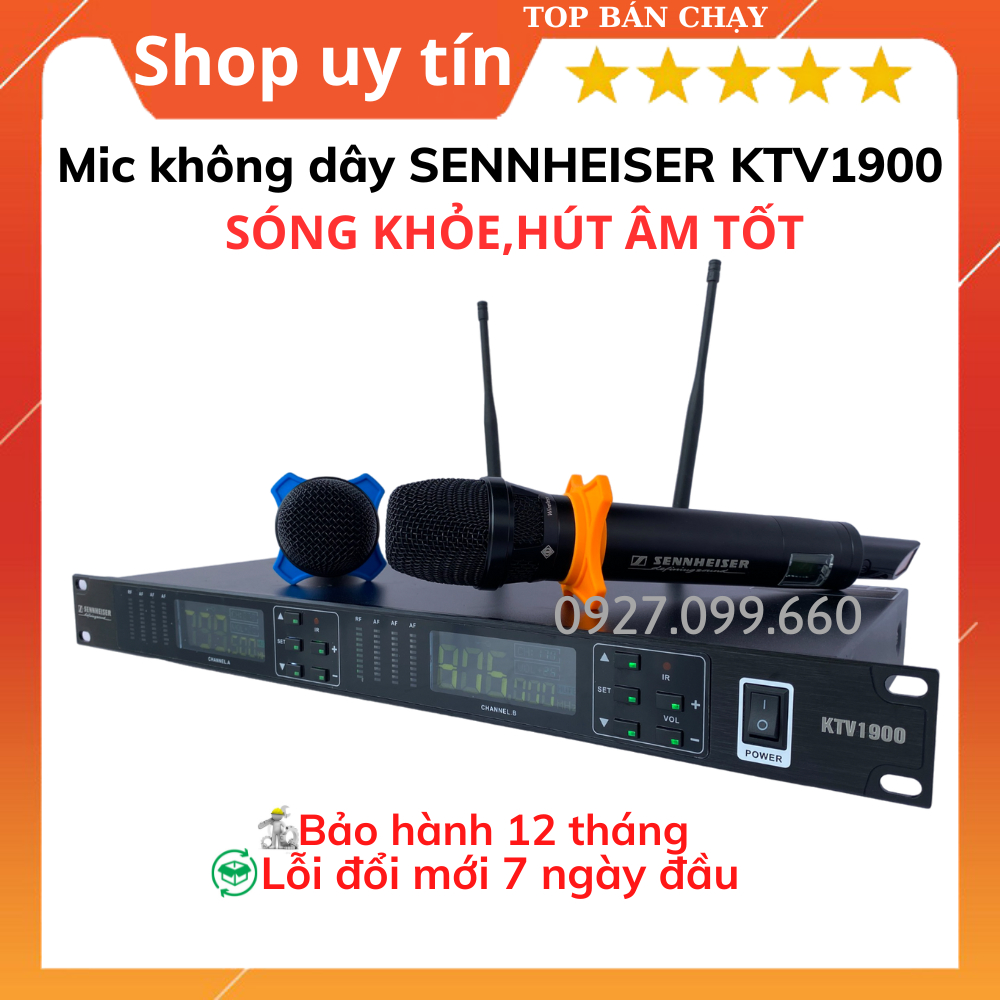 Micro không dây SENHEISER KTV1900 Hút âm cực tốt, tiếng hát nhẹ nhàng. Bộ micro dành cho mọi dàn karaoke gia đình.