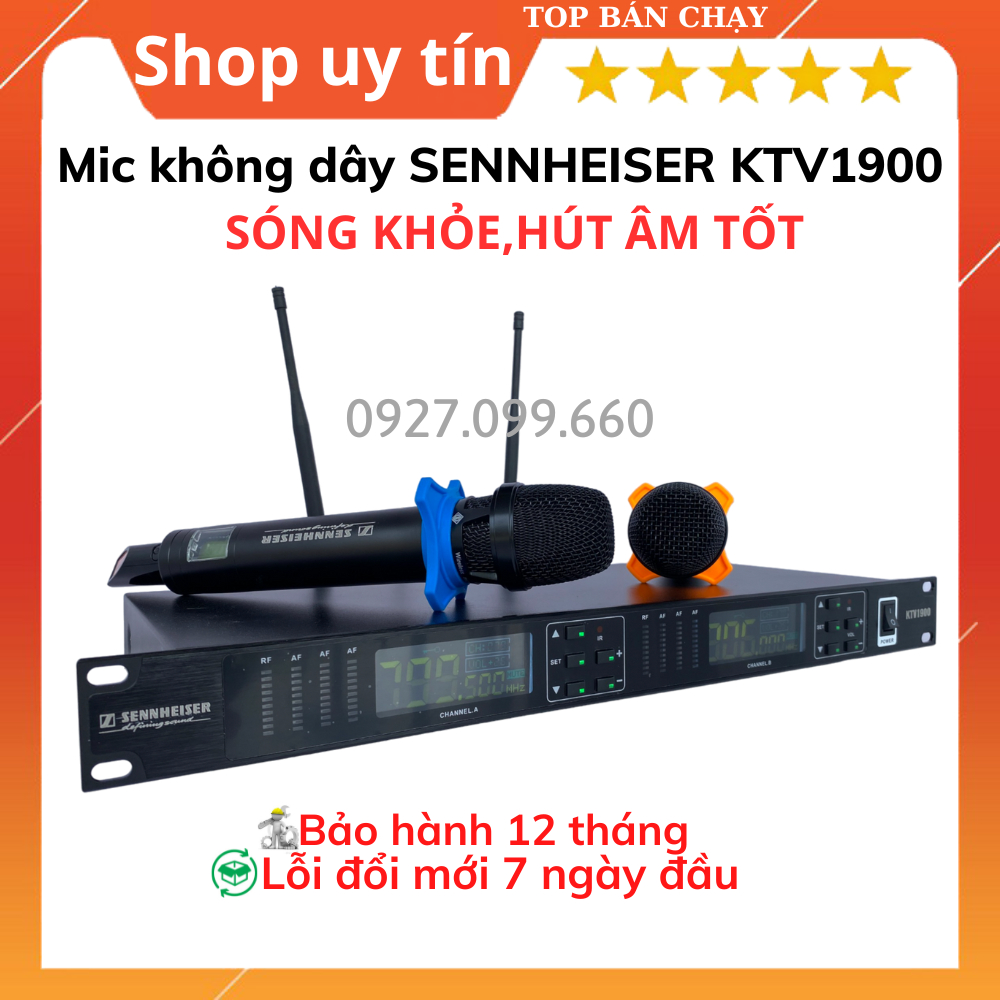 Micro không dây SENHEISER KTV1900 Hút âm cực tốt, tiếng hát nhẹ nhàng. Bộ micro dành cho mọi dàn karaoke gia đình.