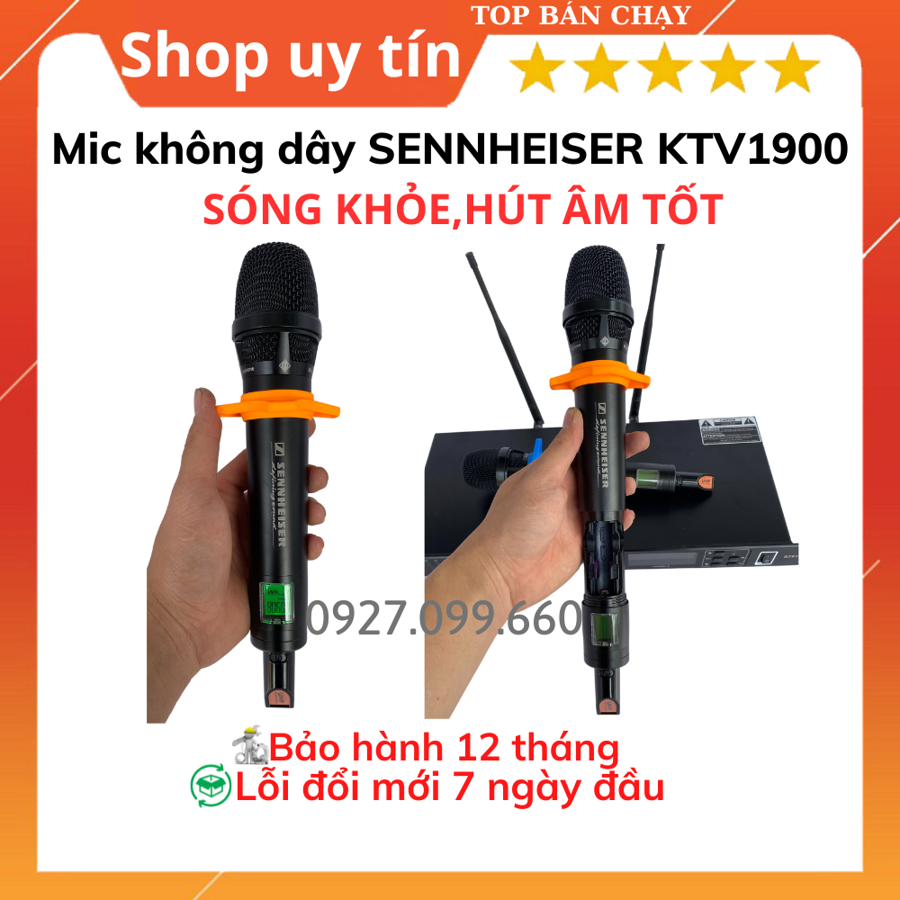 Micro không dây SENHEISER KTV1900 Hút âm cực tốt, tiếng hát nhẹ nhàng. Bộ micro dành cho mọi dàn karaoke gia đình.