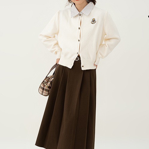 Áo khoác cardigan, áo len phối cổ sơ mi tay dài mền mịn phong cách hàn quốc Thời Trang B.Y Tea Clothing