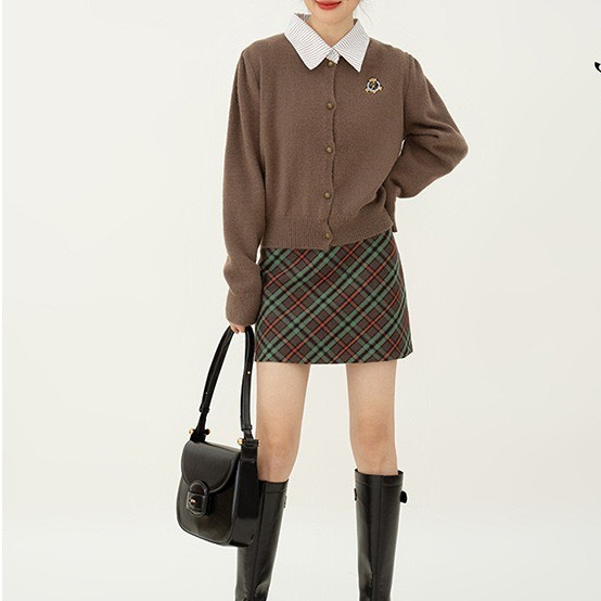 Áo khoác cardigan, áo len phối cổ sơ mi tay dài mền mịn phong cách hàn quốc Thời Trang B.Y Tea Clothing