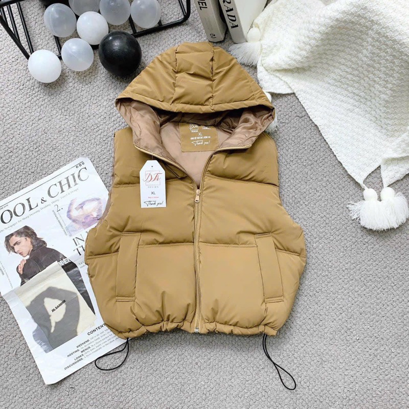 Áo gile nữ, áo phao gile ,áo gile phao có mũ, gile phao crotop, áo khoác ,áo gile chất nhung lỳ