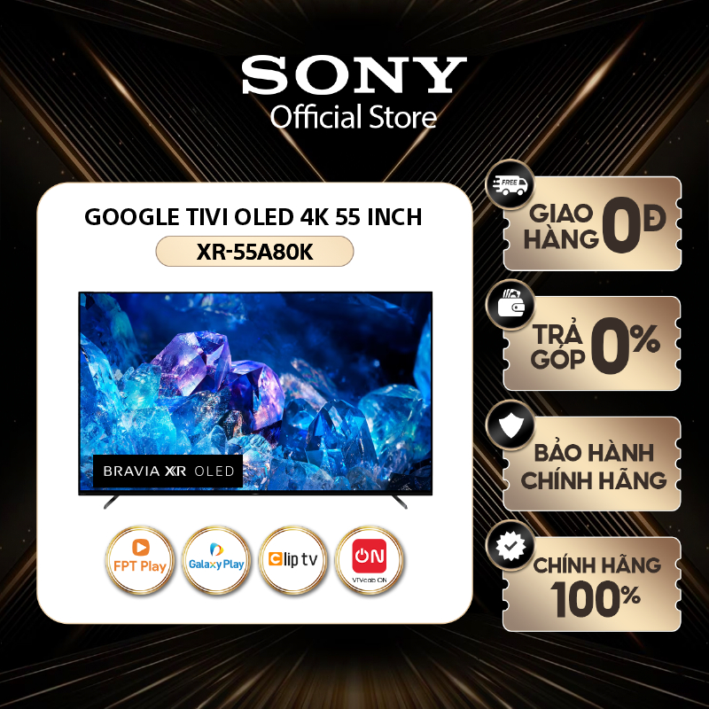 Google Tivi OLED Sony 4K Ultra HD 55 inch XR-55A80K - Miễn Phí Lắp Đặt