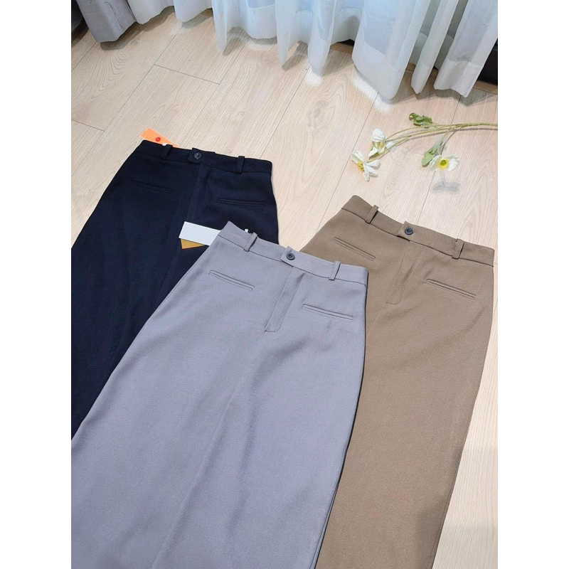 Chân váy công sở chữ A dáng dài qua gối xẻ sau kèm túi cơi, Mã CV99