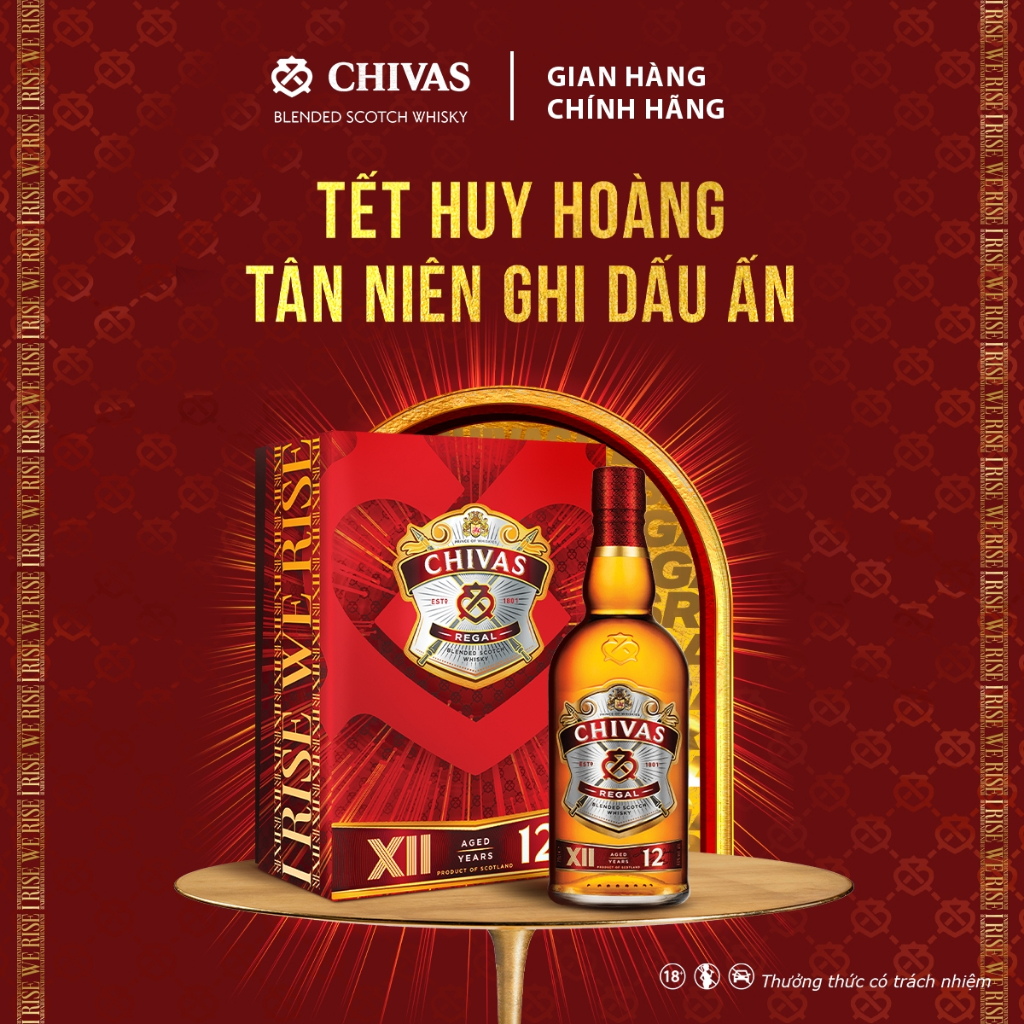 Hộp Quà Tết -  Rượu Chivas Regal 12 YO Nồng Độ Alc 40% 700ml  Kèm Túi