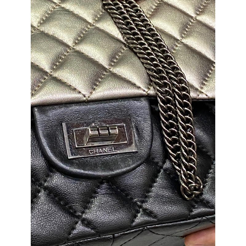 Túi si hiệu CN Classic Reissue của Pháp bạc & đen da thật