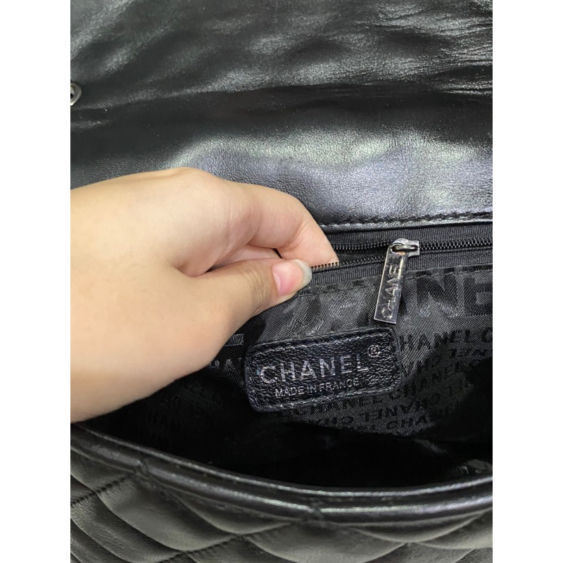 Túi si hiệu CN Classic Reissue của Pháp bạc & đen da thật