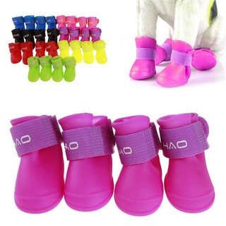 [Hỏa  tốc - HCM] Bộ 4 chiếc Giày ủng cao su kháng nước bảo vệ chân cún cưng mèo cưng đi mưa chống trượt