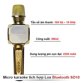Mic hát Karaoke Bluetooth Sd10 Cầm Tay hát cực hay