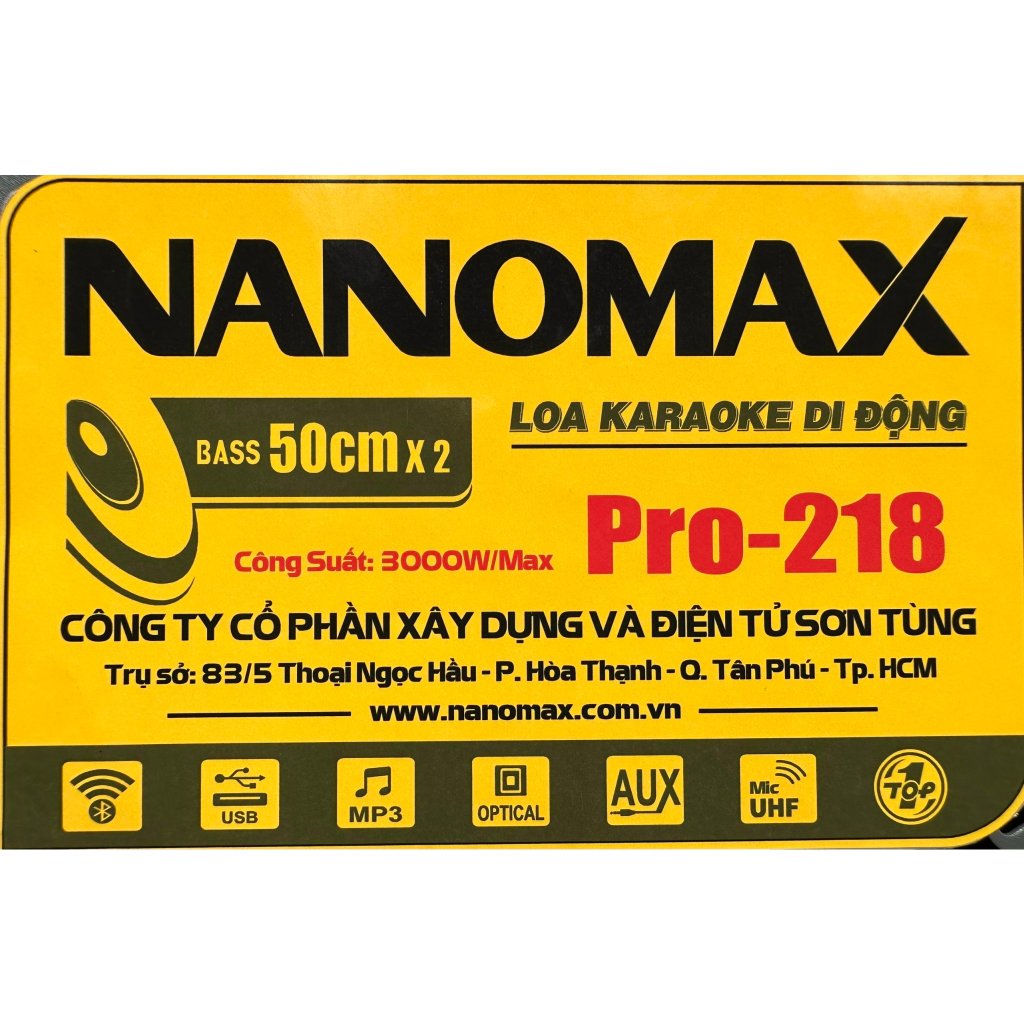 Loa Kéo Bình & Điện Nanomax Pro-218 Bass Đôi 50cm 3000Watt