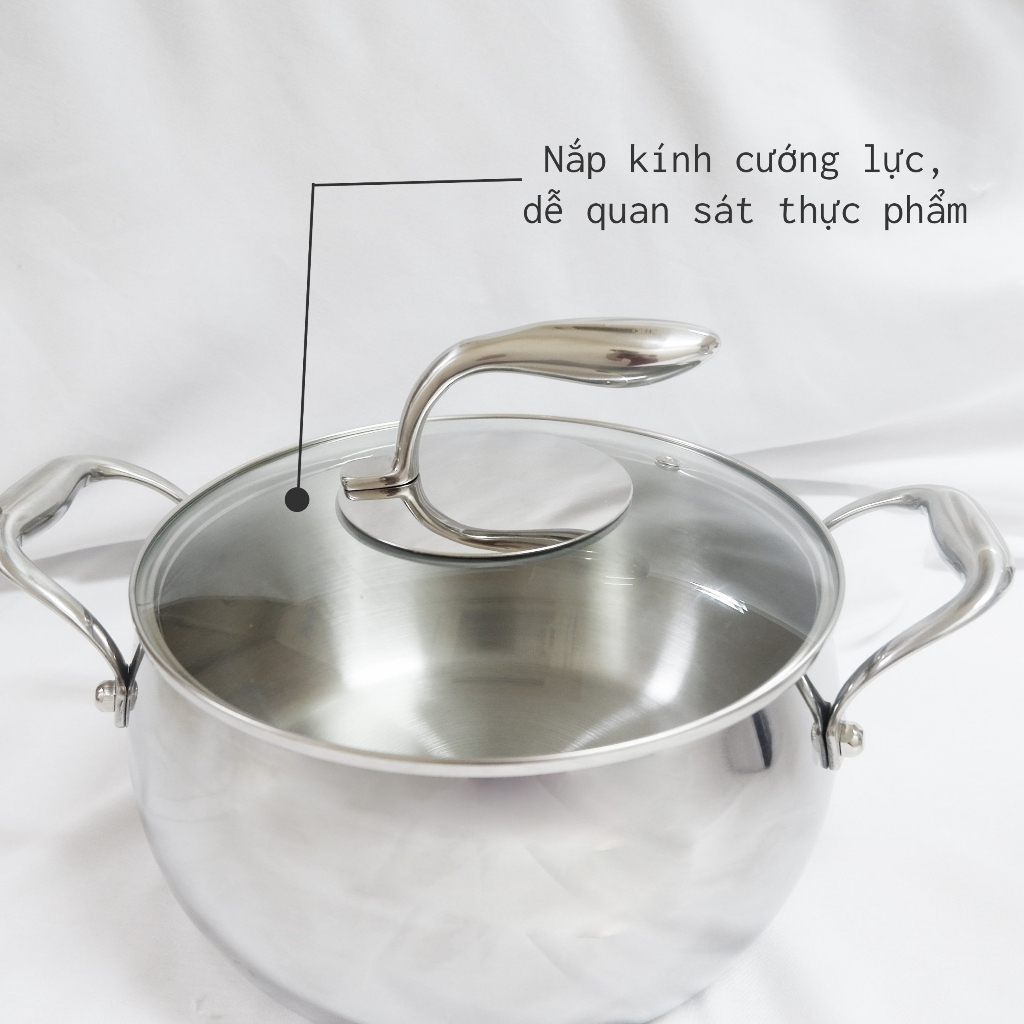 Nồi inox 5 đáy từ KAW Seka SK6080 hình quả táo đa năng dùng được cho mọi loại bếp, nấu cực nhanh, bảo hành chính hãng