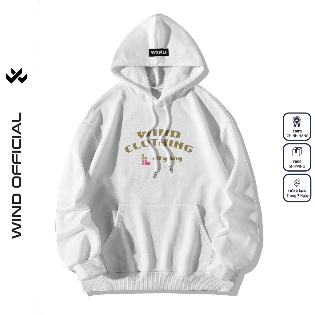 Áo hoodie unisex form rộng WIND CITY BOY nỉ Bông thời trang nam nữ oversize