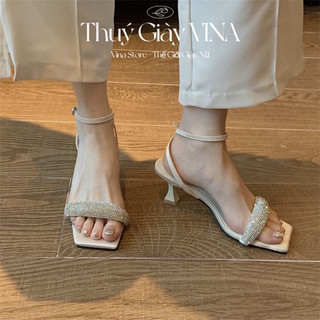 GIÀY SANDAL CAO GÓT NỮ ĐẾ NHỌN 5 Phân QUAI ĐÍNH ĐÁ HOTtrend 2023 THUÝ GIÀY VINA STORE- MÃ S04
