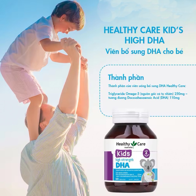 Combo Canxi Sữa/ DHA Chanh Healthy Care  Cho Bé Từ 4 Tháng  -  Úc