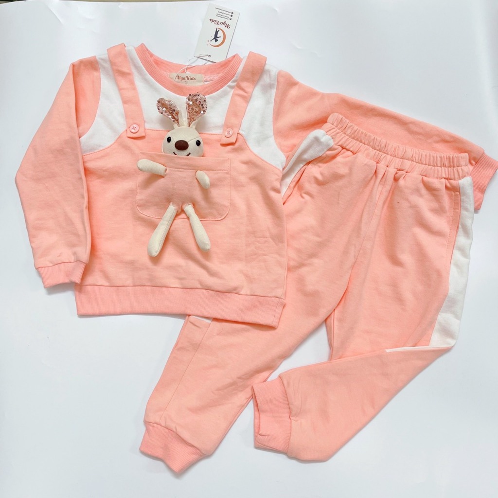 Bộ Dài Tay Bé Gái MyaKids, Bộ Thu Đông Bé Gái Chất Vải Nỉ Da Cá Cotton Dày Vừa Ấm Áp