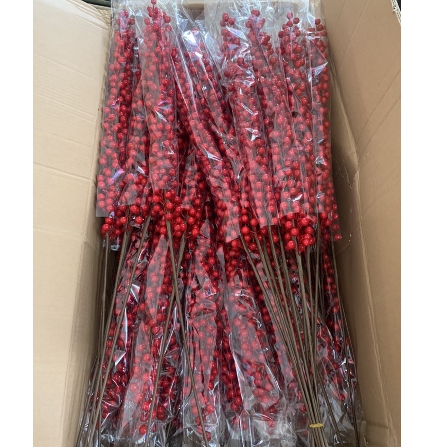 Cành đào đông đỏ 1 Cành 12 nhánh - Cây Đào Đông Đỏ Quả Đỏ Trang Trí, trang trí nhà cửa