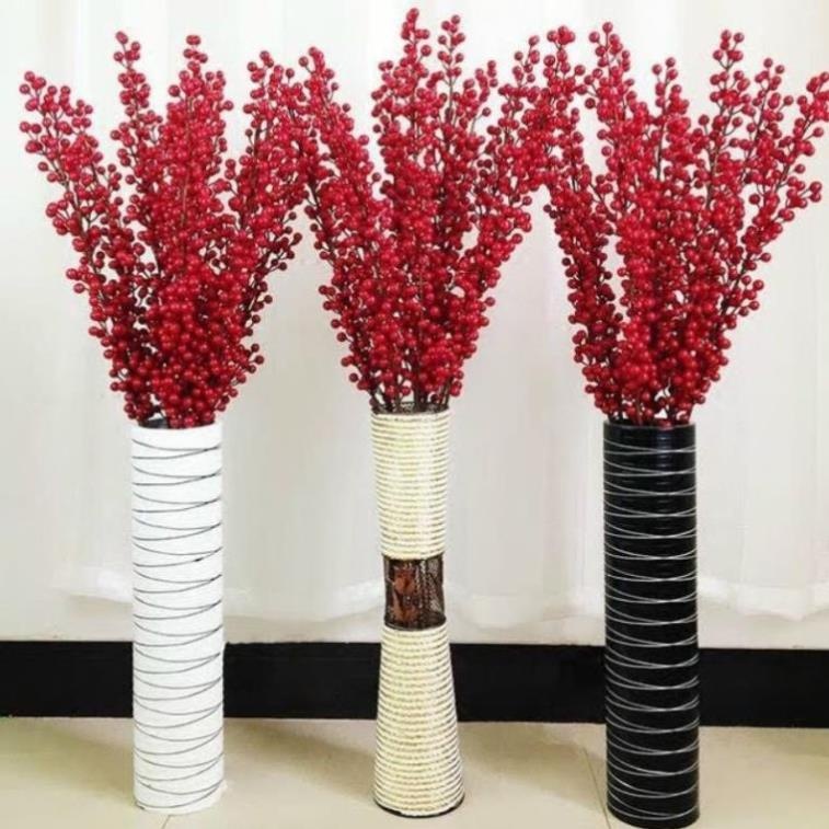 Cành đào đông đỏ 1 Cành 12 nhánh - Cây Đào Đông Đỏ Quả Đỏ Trang Trí, trang trí nhà cửa