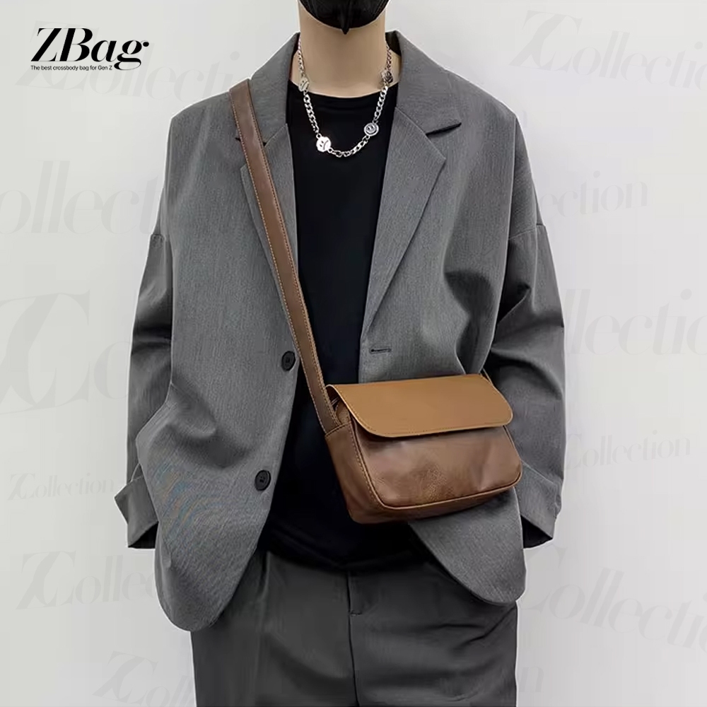 Túi xách da nam đeo chéo dáng basic , Túi đeo chéo nam da PU cao cấp màu đen nâu xám , Túi nam giá rẻ mã TD01