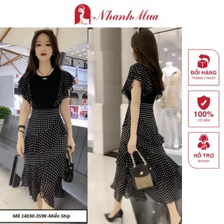 Đầm trung niên (Đẹp xinh) Đầm xòe dự tiệc tay tiên phối tầng voan bi cách điệu - 14030