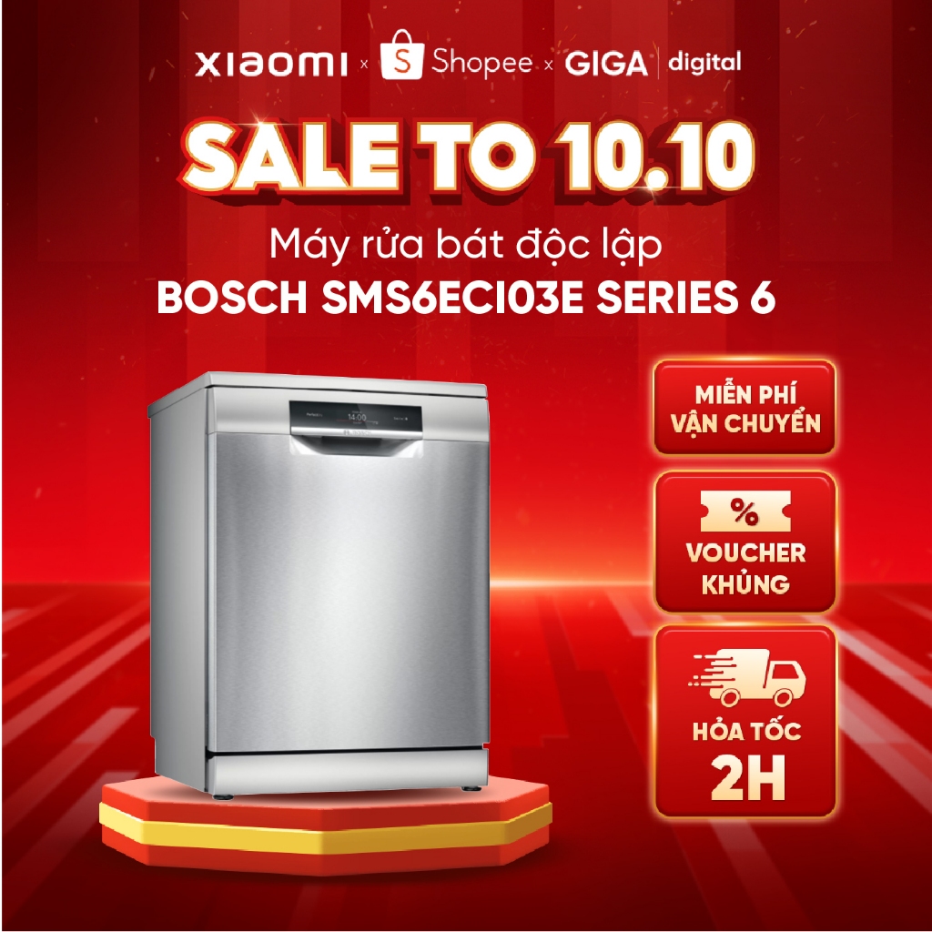 Máy rửa bát độc lập Bosch SMS6ECI03E Series 6 - Lắp đặt miễn phí Hà Nội